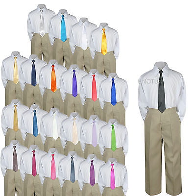 Baby Toddler Kid Boys Wedding Formal 3pc Set Shirt Navy Pants Necktie Suit S-7 