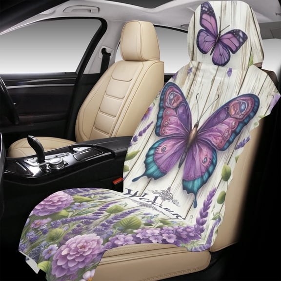 Absorb Sweat Towel Bucket Seat Covers for Cars SUV Trucks,Cover Protector Front Seats,Machine Washable, for Gym Workout,Rainy Day,Purple Butterfly 1Pc