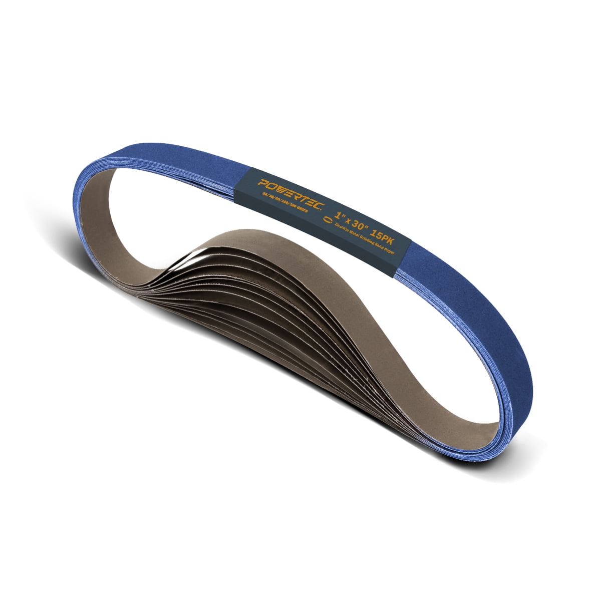 POWERTEC 41300-1Z 1 x 30-inch Zirconia Sanding Belts, Assorted, 15 PK
