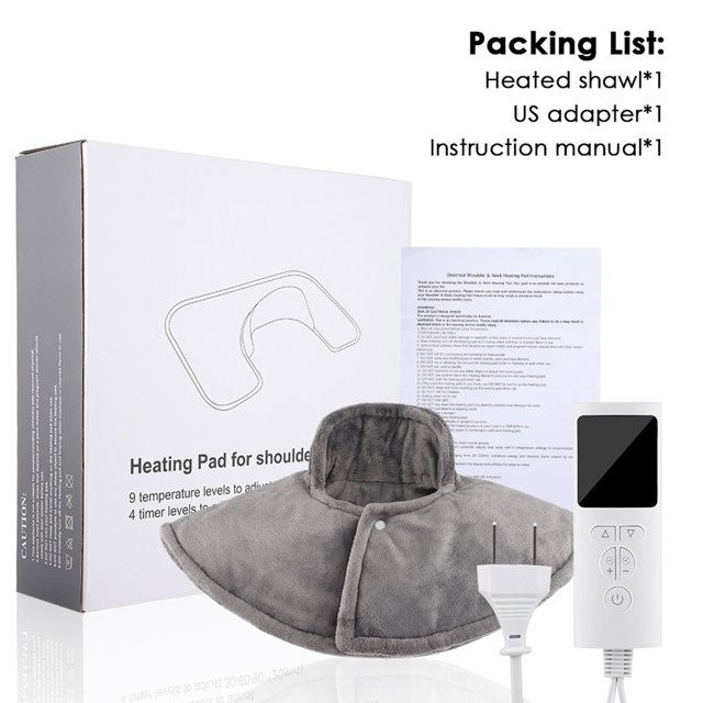 BKER Shoulders Neck Heating Shawl 9 Gears 4 Timer Settings Heated Warmer For Winter Washable