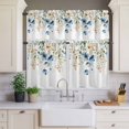 thumbnail image 4 of 3 Piece Kitchen Curtains and Valances Set Blue Spring Floral Cafe Curtains 36 Inch Length Weeping Botanical Orange Summer Valance & Tier Curtain for Living Room Bedroom Small Window 54"x18"+27"x36"*2, 4 of 6