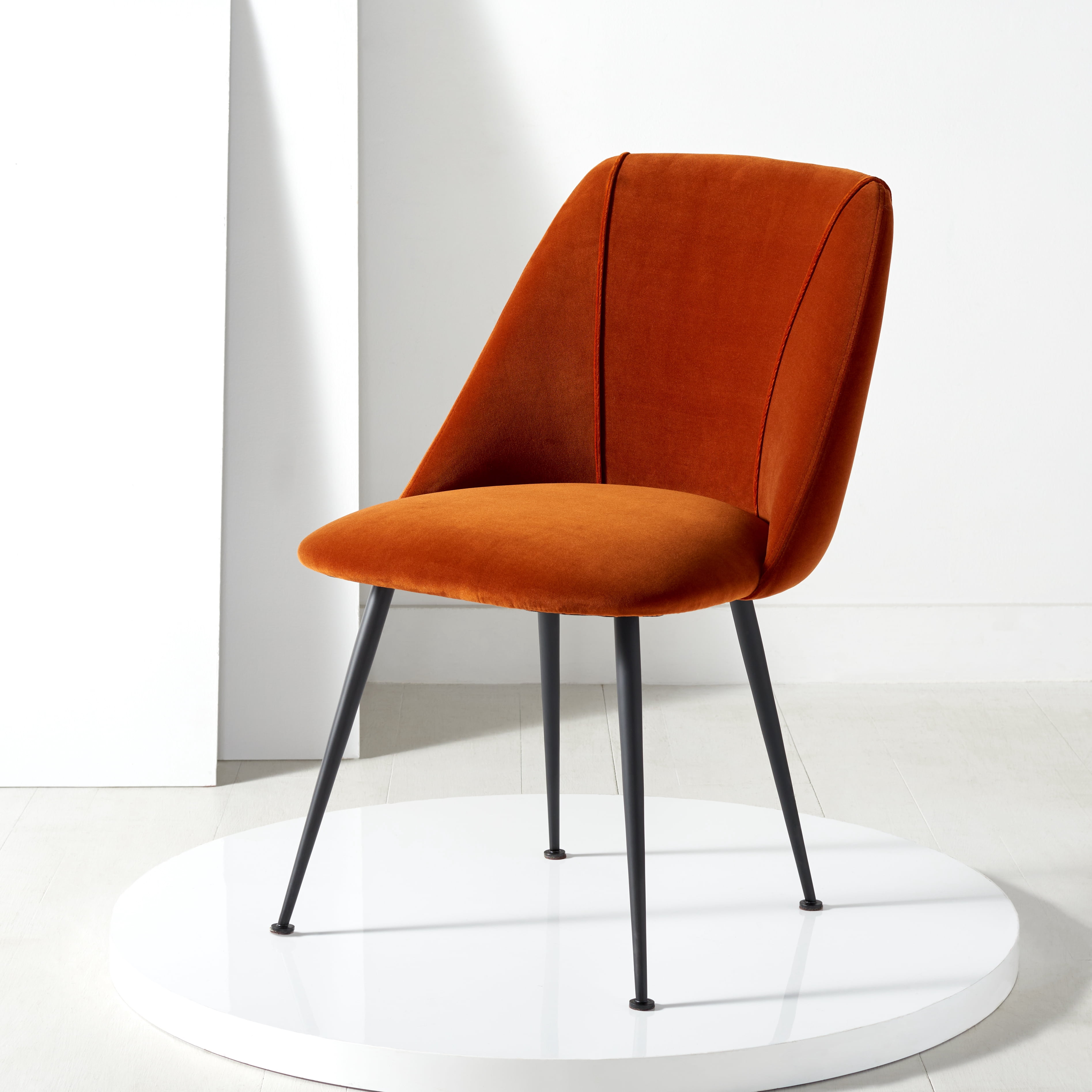 SAFAVIEH Couture Foster Classic Velvet Solid Dining Side Chair, Rust/Black