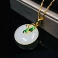 thumbnail image 3 of HOOUN White Jade Donut Pendant Chalcedony 925 Silver Natural Jewelry Luxury Necklace, 3 of 9