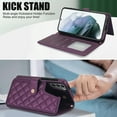 thumbnail image 2 of Case Wallet for Samsung Galaxy S21 Plus, [Wristlet & Crossbody Strap] RFID Blocking 5 Card Slots Stand [Shockproof TPU Shell] PU Leather Magnetic Flip Cover Compatible with S21 Plus, Darkpurple, 2 of 9