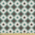 thumbnail image 1 of Abstract Upholstery Fabric by the Yard, Repeating Retro Stars Squares Geometrical Argyle Inspired Symmetrical Pattern, Decorative Fabric for DIY and Home Accents, Taupe and Teal by Ambesonne, 1 of 5