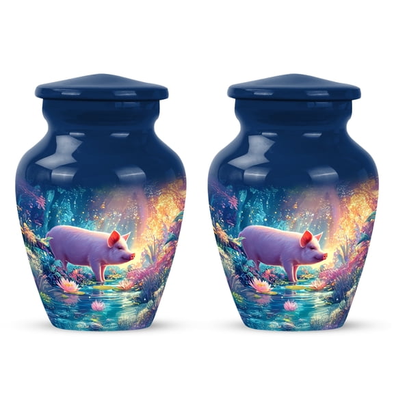 Yatskia Pig Little Funeral Keepsake Urns for Human Ashes Adult Brother and Sister, Mini Memorial Urn for Ashes Adult, (Classic Pack of 2, 3 Inch)