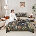 thumbnail image 4 of Feelyou Rustic Bear Boy Queen Comforter Set, Vibrant Groovy Floral Bedding Set, 3pcs, 4 of 8