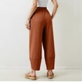 thumbnail image 3 of Women's Loose Casual Comfort Elastic Waistband Wide Leg Pants White XXL, 3 of 4