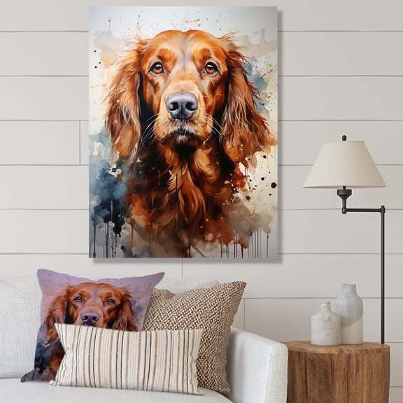 Designart "Impressionist Irish Setter II" Animals Dog Canvas Wall Art