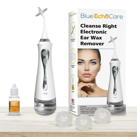 Professional Ear Wax Remover - Includes Electronic Ear Irrigator, USA Made Ear Drops, Reusable Tips, Catch Basin, Safe & Effective Ear Cleaning Solution