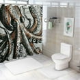 thumbnail image 7 of Shiartex Octopus Shower Curtain, Marine Wildlife Print Animals with Tentacles Octopus Squid Shrimp Ocean Nature, Cloth Fabric Bathroom Decor Set with Hooks White, 7 of 7