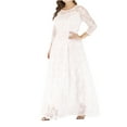 thumbnail image 1 of Robe Grande Taille, Robe à Col Rond à Manches Trois-Quarts en Patchwork de Dentelle, Coupe Confort Mode pour Femmes, 1 of 2