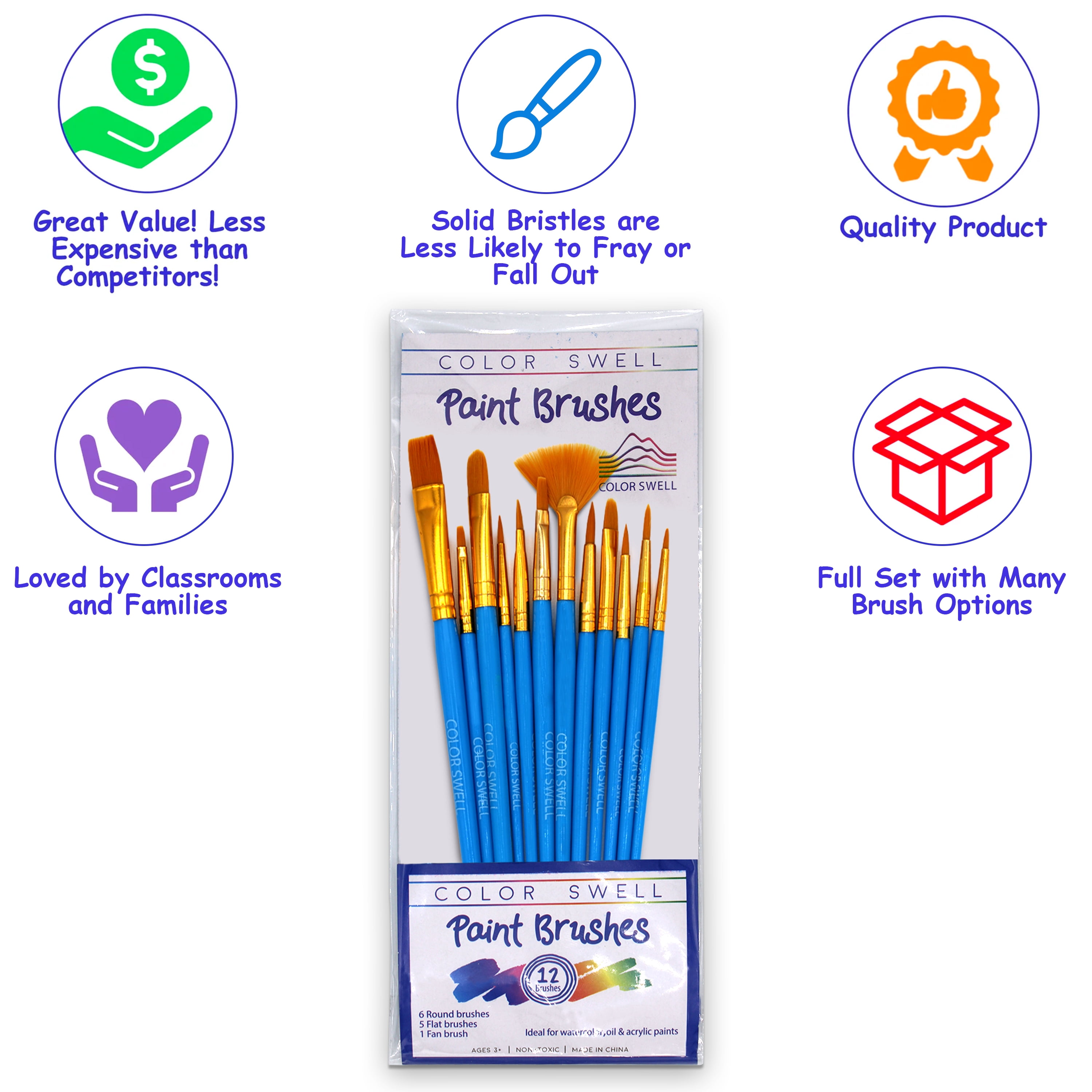Color Swell - 12 paint brush paint - 36 pack