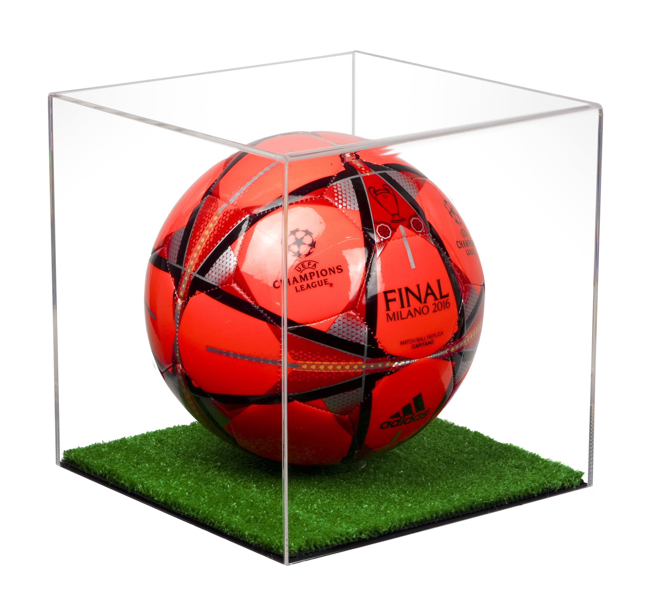Deluxe Clear Acrylic Full Size Soccer Ball Display Case with Turf Floor (A007CTB)