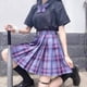 thumbnail image 2 of CZJMS Falda plisada japonesa para mujer, cintura alta, moda JK, minifalda a cuadros, elegante lazo, línea A, baile de verano, para niñas, Cosplay, 2 of 5