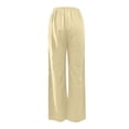 thumbnail image 5 of Glisme Trousers For Women Solid Color Elastic Waist With Pockets And Drawstring Summer Cozy Soft Women Wide Leg Pants Size XS Yellow, 5 of 5