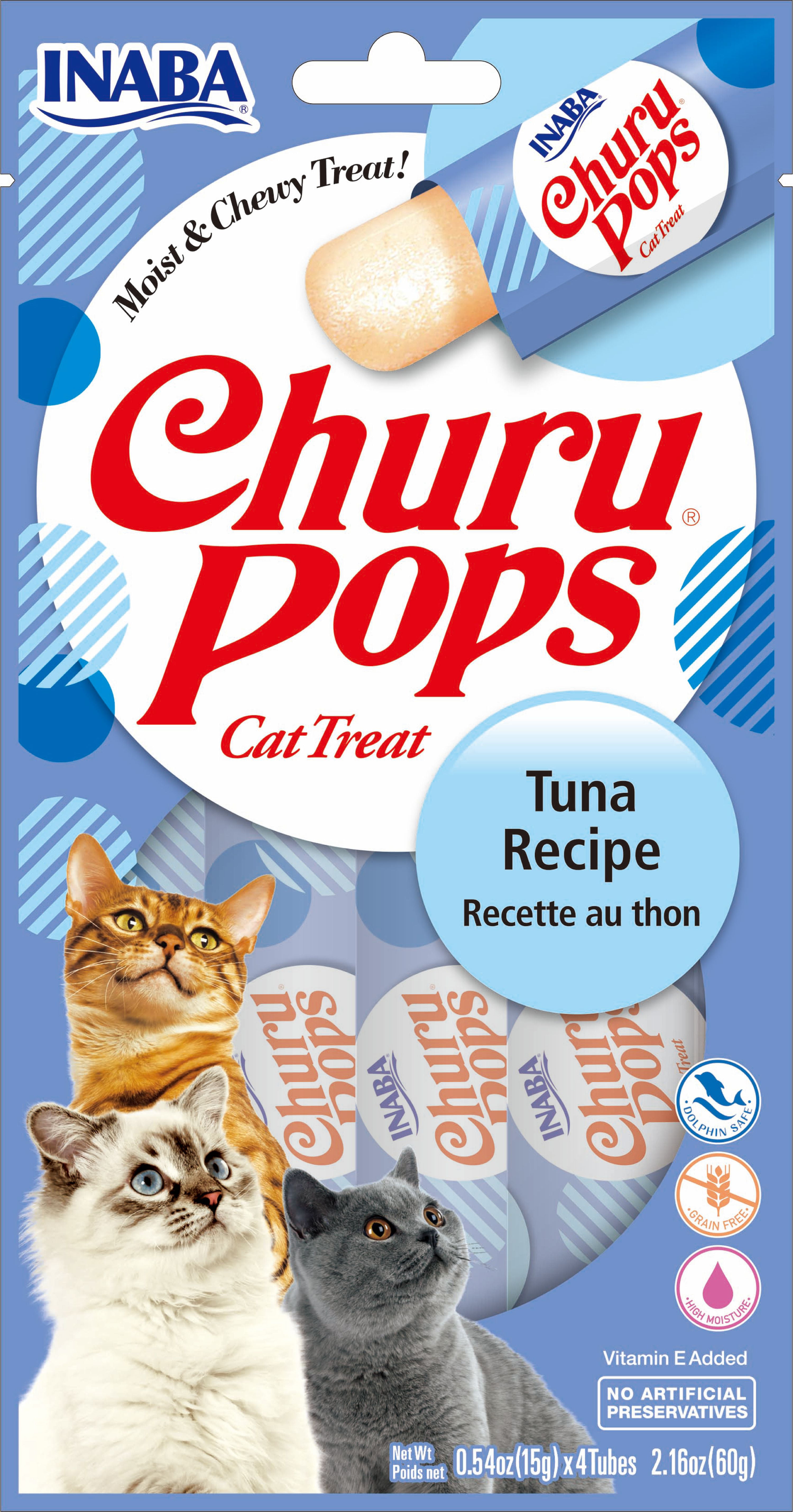 (24 Tubes) Inaba Churu Pops Moist & Juicy Cat Treat, Tuna Recipe, 6