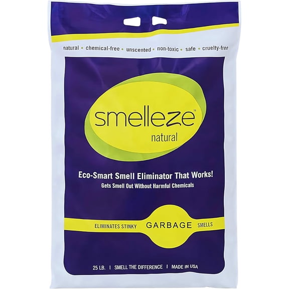 SMELLEZE Natural Garbage Smell Deodorizer Granules: 25 lb. Bag Sprinkle on Garbage