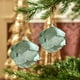 thumbnail image 5 of Adorno navideño verde menta con purpurina | Bola de decoración colgante | Material de espuma | Detalles plateados de lágrima de perla de hoja | Decoración del hogar para la fiesta de boda navideña, 5 of 6