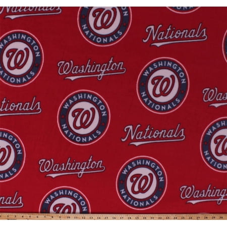 Fleece Washington Nationals Red MLB Baseball Fleece Fabric Print by the yard (s14549bf)