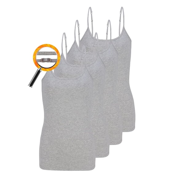 M&M SCRUBS Women's Camisole Cotton Stretch Undershirt with Adjustable Strap Tank Top 4 Pack (Heather Charcoal) Large