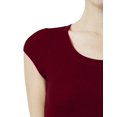 thumbnail image 4 of J. METHOD Women's Short Sleeve Scoop Neck Crop Top Solid Basic Casual Cropped T Shirts NEWT18 Burgundy M, 4 of 6