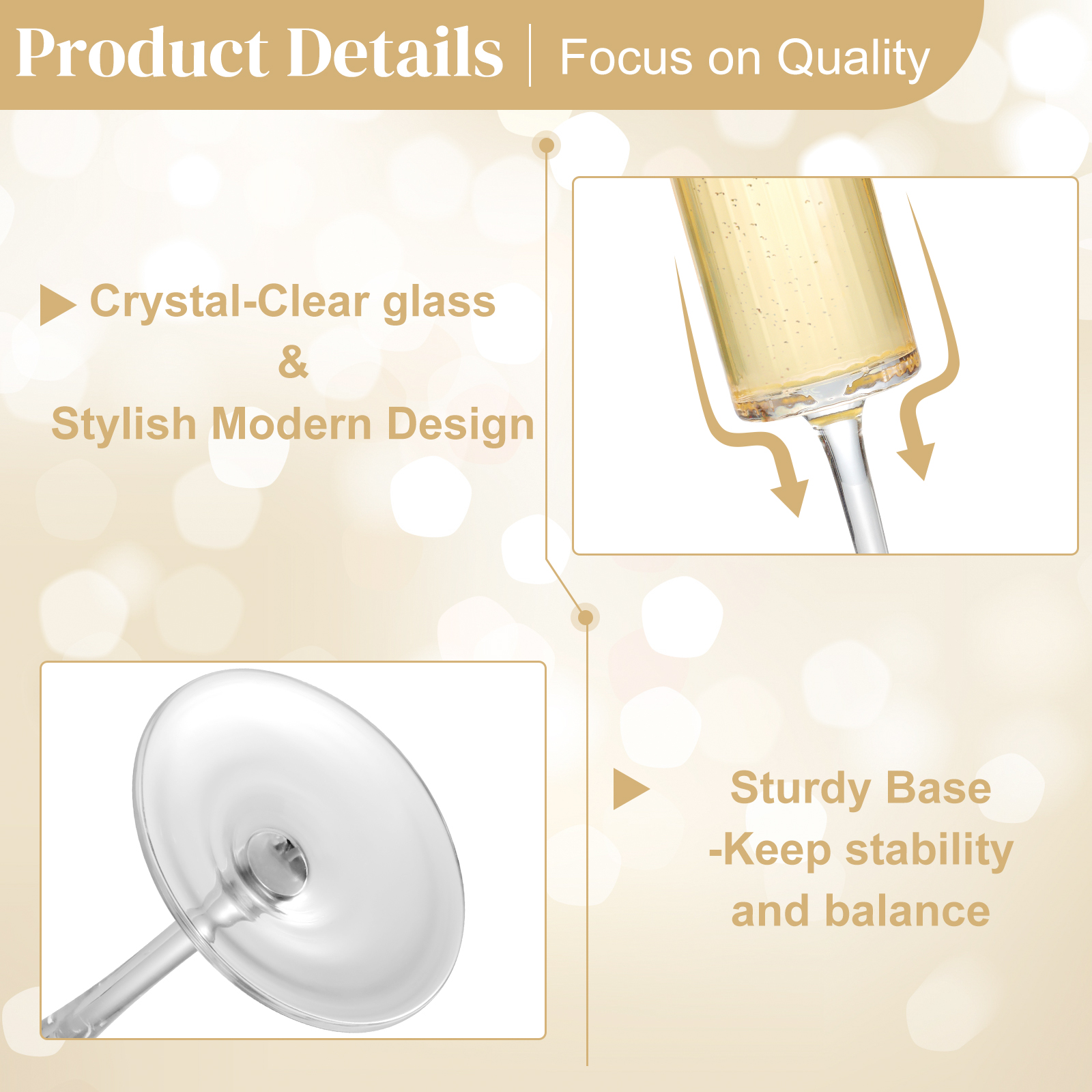 Lead-Free Crystal Champagne Flutes — Luxury Gift Box Set of 2, Dishwasher Safe, Shatterproof Foam Packaging, Perfect for Weddings, Anniversaries, Birthdays & Holidays