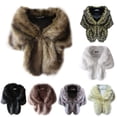 thumbnail image 3 of QJUHUNG Châle en Fausse Fourrure de Renard pour Femmes, Étole, Enveloppe, Boléro, Foulard, 3 of 7