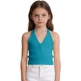 thumbnail image 5 of GiLiling Girls Ribbed Tank Top Summer Sleeveless Crop Top Cute Casual Beach Vacation Camisole (Dark Blue, 6-12 Months), 5 of 7