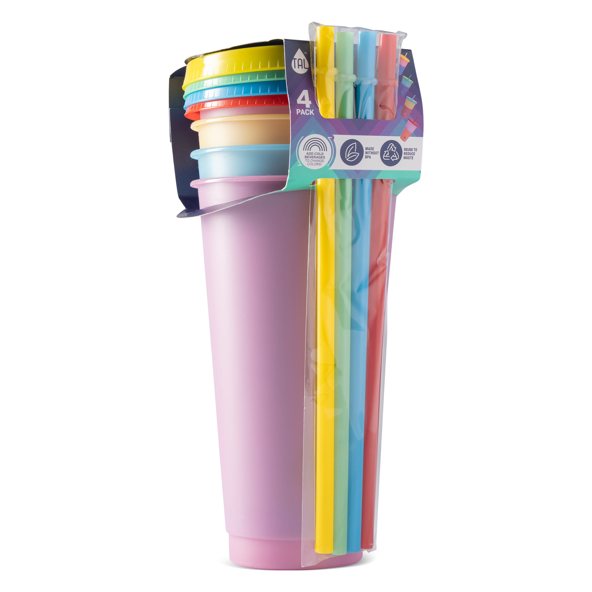 TAL Color Changing Cups 24oz 4-Pack, Solid