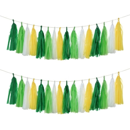 Guzon 20PCS Yellow Green White Party Decorations Tissue Party Banner Garland for Bachelorette Engagement Birthday Wedding Baby Bridal Shower