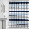 thumbnail image 5 of Minimalist Stripes Shower Curtain for Bathroom Decor, Navy Blue Grey Horizontal Stripe Modern Waterproof Fabric Shower Curtain, 72"x96" Set with 12 Hooks, 5 of 9