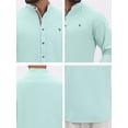 thumbnail image 7 of DARING DIVA Men's Stand Collar Long Sleeves Button Down Linen Shirts XL Light Green, 7 of 7