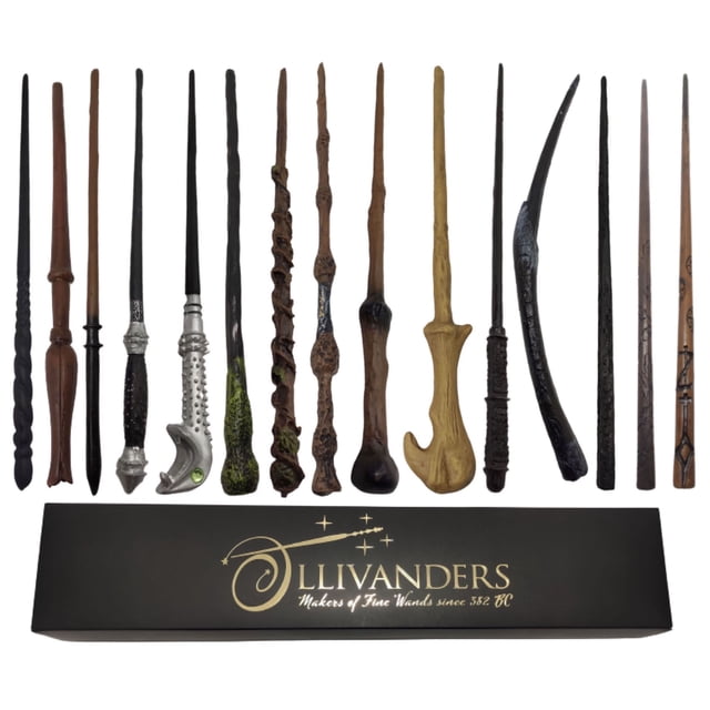 Varita Magica para Magos Harry Potter de Resina Con Nucleo Metálico Sólido de Metal Con Caja Ollivanders Dumbledore Hermione Sauco Cosplay Disfraz Accesorio Modelo a Escoger