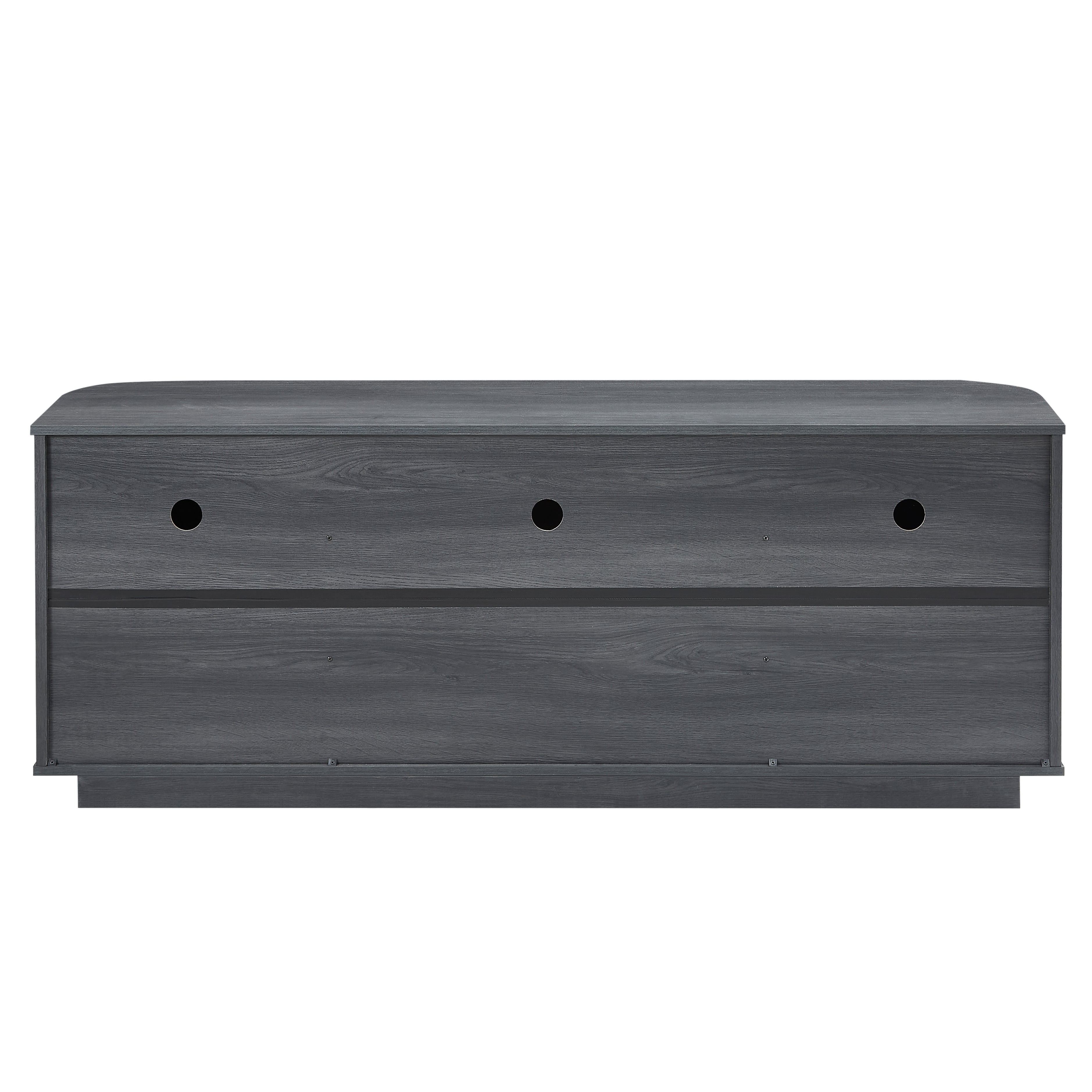 64 Inch Wavy TV Cabinet and Sideboard with Aluminum Framed Tempered Glass Doors, Wood Vertical Stripe Storage Cabinet with LED Lights for Living Room, Black