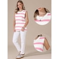 thumbnail image 2 of DARING DIVA Women's Crochet Tank Top Stripe Sleeveless Hollow Out Vest S Pink White, 2 of 6