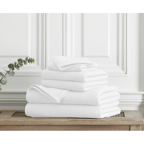 LOFT BY LOFTEX New Generation Soft and Absorbent Bath 6 Piece Set, White