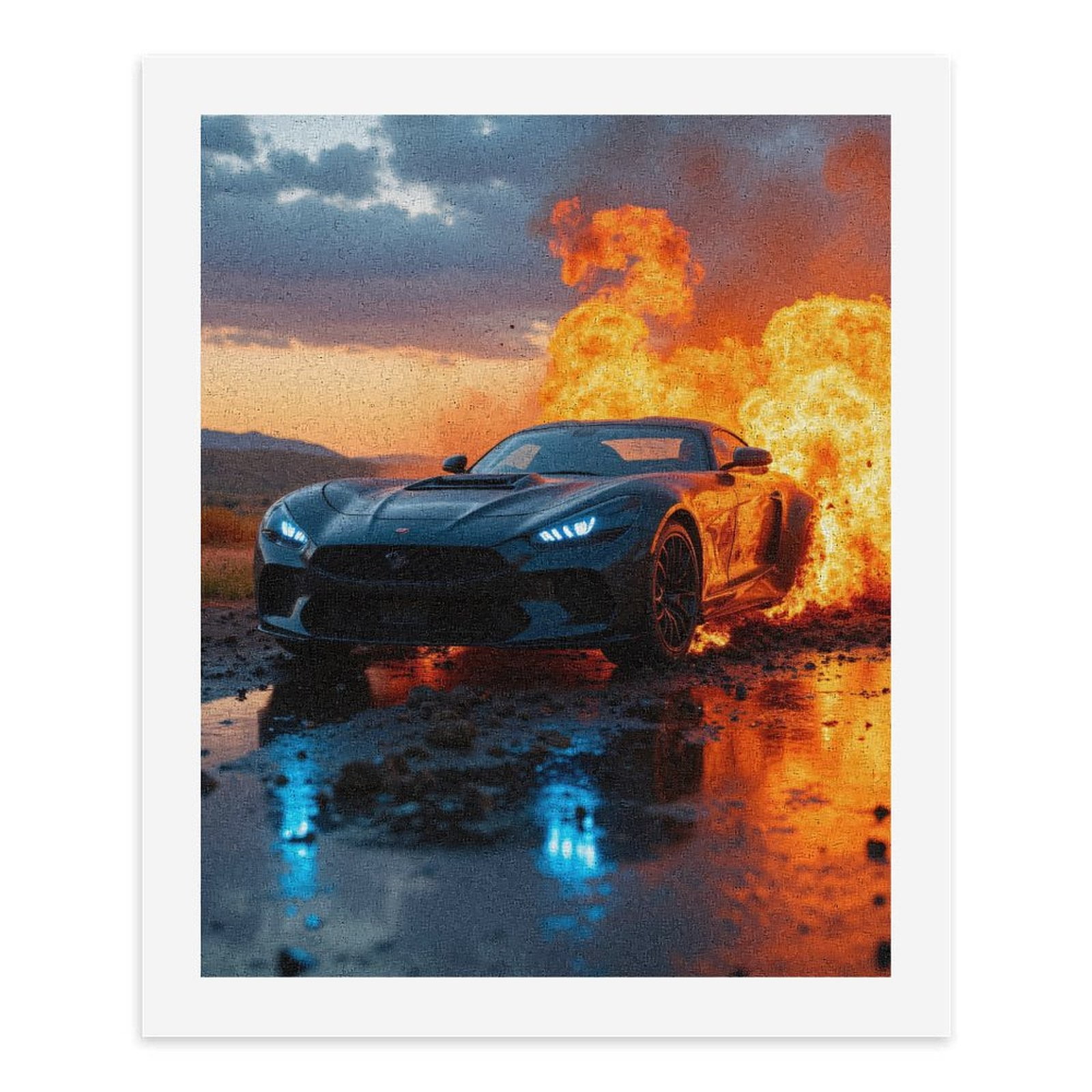 Paint by Numbers Kit for Adults, Sports Car Fiery Display Scene Paint by Numbers, Easy Paint by Numbers Kit for Adults Beginner, DIY Adult Paint by Number Kits on Canvas, 12x16in Home Decor