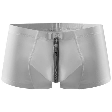 FhsagQ Underwear Men's Underwear Silk Mens Low Rise Briefs Ice Thread Underpants Fashion Ride up Underwear Pant Mens Underwear Boxers Briefs Long Leg Super Fit Grey M