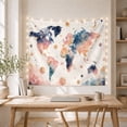 thumbnail image 5 of Celestial Watercolor World Map with Sun and Moon, Dreamy Boho Style for Travel Lovers, Global Wall Art, Graduation Gift, Tapestry Wall Hanging for Bedroom and Dorm, 5 of 7