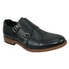 Men Flat Dress Formal Shoes Double Monk Strap Oxfords UV Signature ANDREW-07 Black 6.5