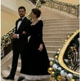 thumbnail image 4 of Black Velvet Long Dress Bridal Velvet Dress Wedding Guest Dress Long Sleeves Evening Gown, 4 of 6