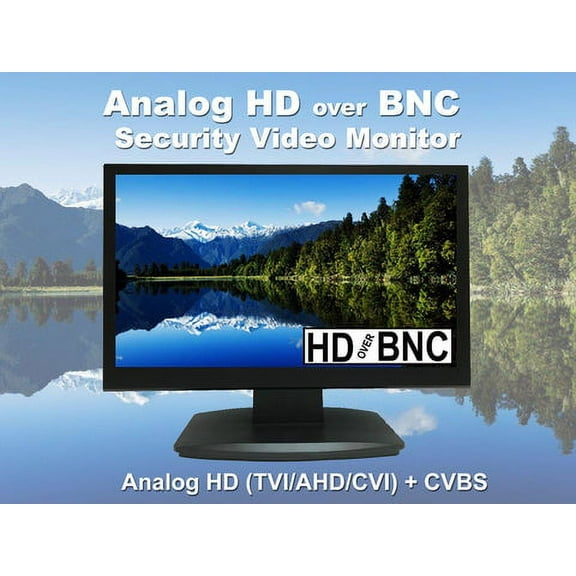 101AV 23.6" Professional LED Security Monitor Analog HD 16:9, Work with HD-TVI, AHD, CVI & CVBS 1x HDMI & 2X BNC Inputs for CCTV DVR Home Office Surveillance System