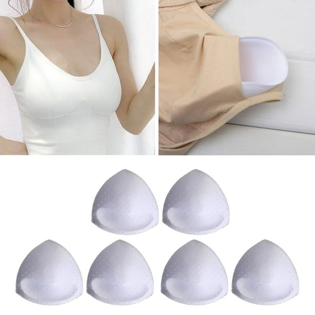 3 Pairs Triangle Bra Inserts Pads Removable Bra Cups Inserts Push up  Replacement White