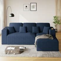 Wiilayok 110" L-Shape Cloud Sectional Couch with Oversized Chaise,Modern Modular Sofa with Cup Holder and Side Pouch,Comfy Boneless Upholstered Couches for Living Room,Dark Grey