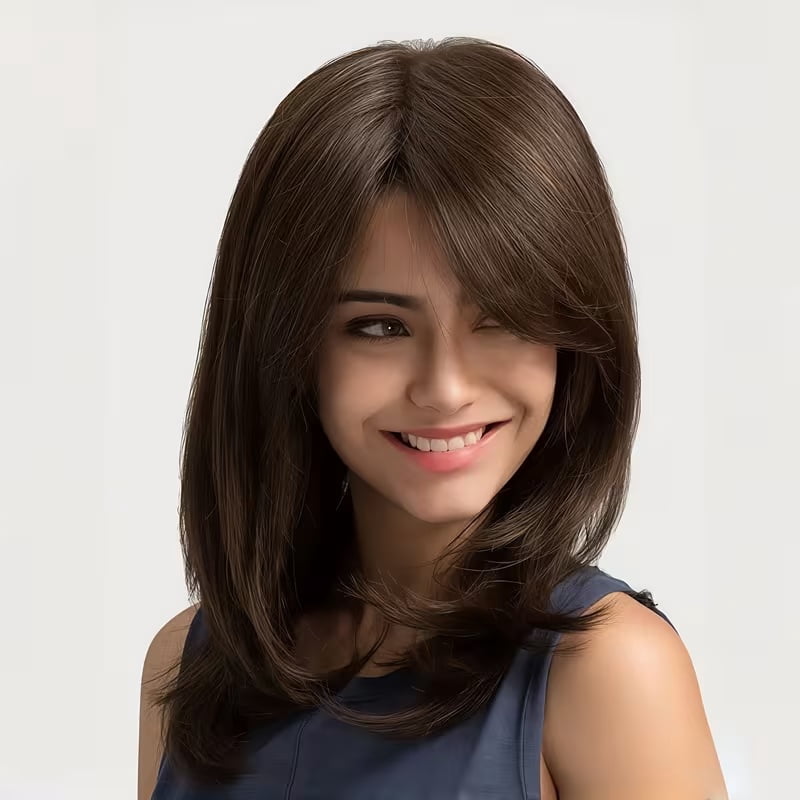 Natural brown layered wig | Fashionable daily wear for women | Suitable for cosplay and festival events