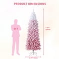 thumbnail image 2 of CazToi 7.5ft Artificial Pencil Christmas Tree Pink Gradient Pre-Lit Snow Flocked Xmas Tree for Home Office Party, 2 of 12