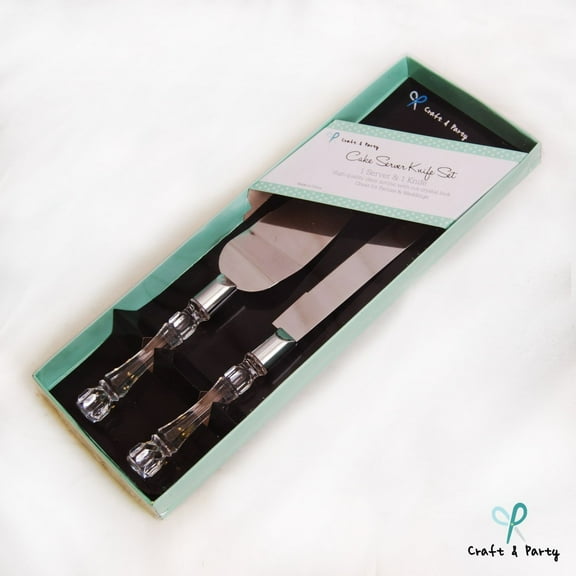 Craft and Party Wedding Knife and Server Set with Acrylic Handle