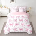thumbnail image 2 of Feelyou Cartoon Pink Bowknot Twin Bedding Sets 7-Piece, Boys Girls Bedding Comforter Set, 2 of 8