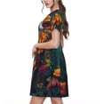thumbnail image 2 of Easygdp Colorful Owl Forest para Vestido Transpirable de Mujer, Vestido Suelto de Manga Corta con Pliegues y Bolsillos para el Verano, 2 of 6